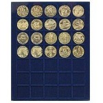 LINDNER - Cofanetto CARUS-1 con interno blu a 35 caselle quadrate da 36 mm - Noce scuro