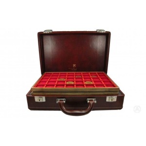 ABAFIL - Valigetta DIPLOMAT con 7 ripiani Standard in velluto rosso Linea Legno a scelta - Cuoio antico