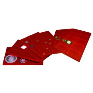 MASTER PHIL - Vassoio Grande in floccato rosso a 1 casella rettangolare da 200x310 mm