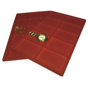 MASTER PHIL - Vassoio Grande in floccato rosso a 10 caselle rettangolari da 55x95 mm - Altezza tripla