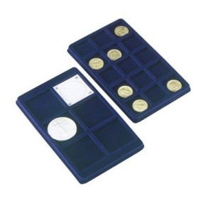 MASTER PHIL - Vassoio Mini in velluto blu a 6 caselle quadrate da 47 mm