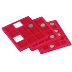 MASTER PHIL - Vassoio Piccolo in floccato rosso a 12 caselle quadrate da 45 mm
